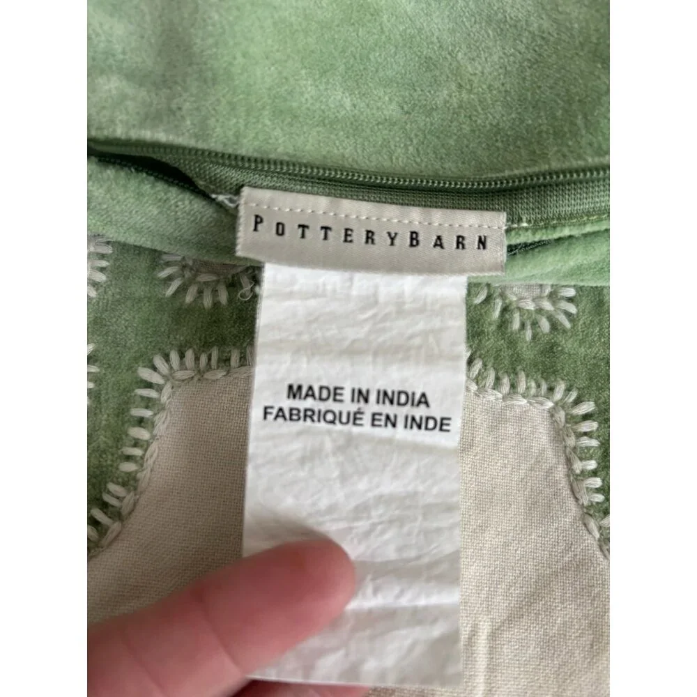 POTTERY BARN Set Pillow Shams Stripes Velvet Red Green‎ COTTON LINEN Pillowcases